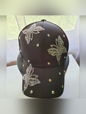 Pretty Rhinestone Butterfly Baseball Cap - New
